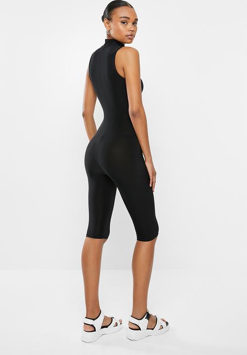 Missguided - Contrast zip high neck midi jumpsuit - black