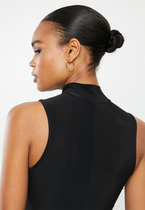 Missguided - Contrast zip high neck midi jumpsuit - black