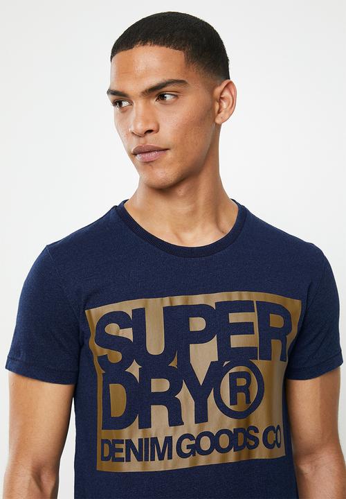 Superdry. - Denim good co print tee - blue