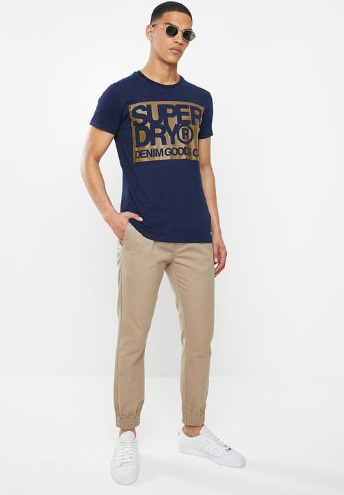 Superdry. - Denim good co print tee - blue