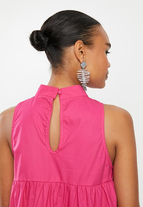 Missguided - Poplin sleeveless tiered smock dress - pink