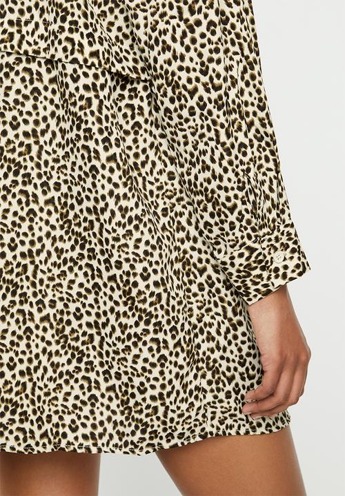 Missguided - Utility shirt dress leopard - brown 