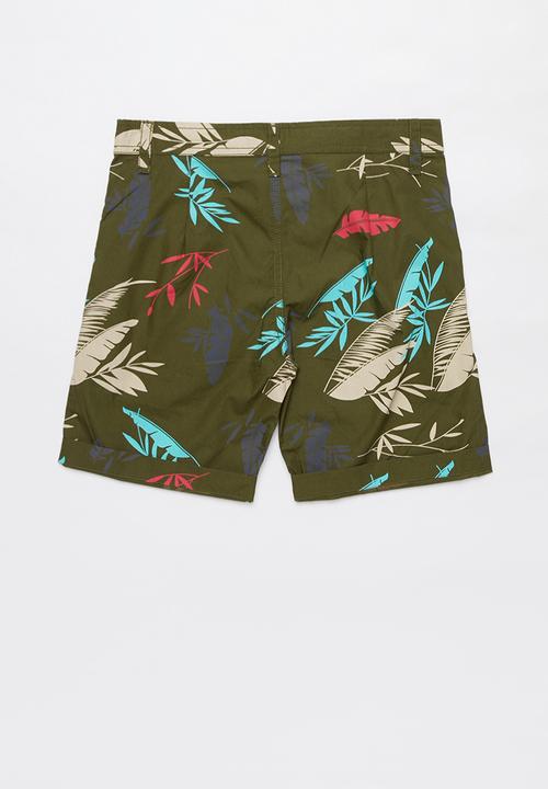 POLO - Boys Clyde printed short - olive