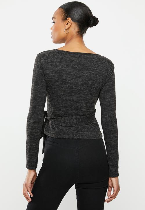 Missguided - Brushed wrap top - black