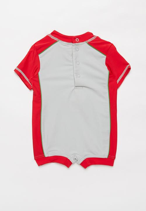Pop Candy - Baby boys printed swimsuit - red & grey 