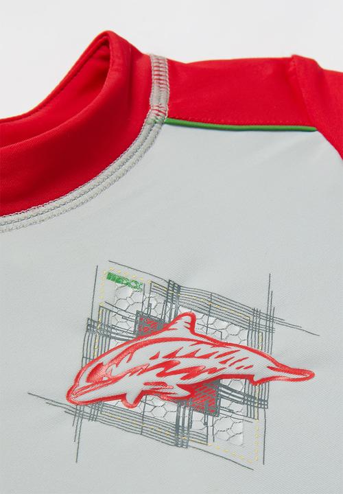 Pop Candy - Baby boys printed swimsuit - red & grey 