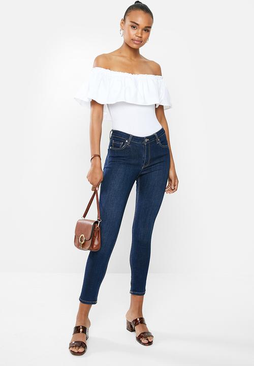 MILLA - Bardot overlay bodysuit - white
