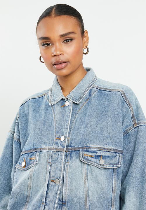 Missguided - Oversized 90s fit denim jacket co ord - blue