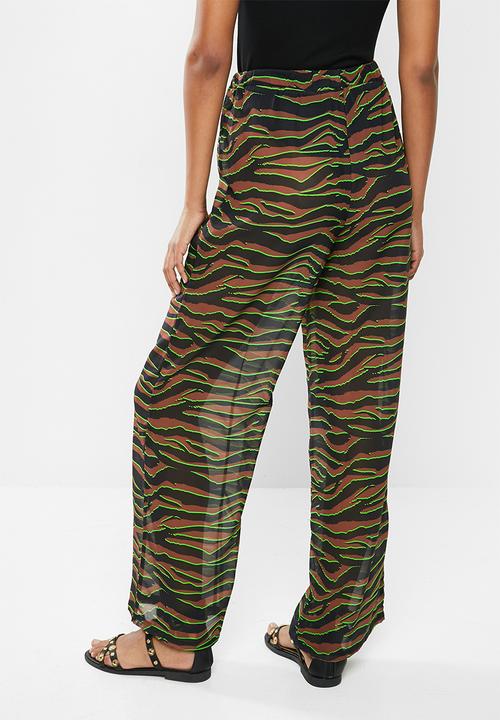Missguided - Zebra neon detail chiffon trouser - multi