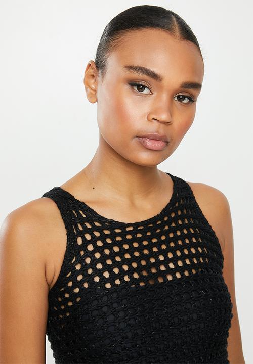 Missguided - Crochet tie side mini dress - black
