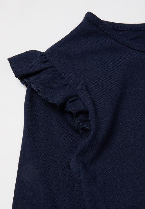 Pop Candy - Girls Frozen frill tee - navy