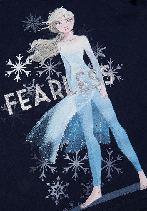 Pop Candy - Girls Frozen frill tee - navy