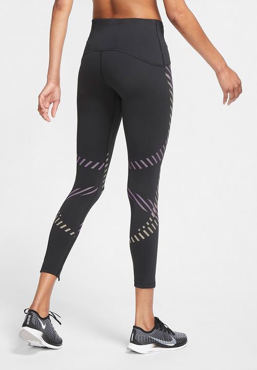 Nike - Womens 7/8's graphic running leggings - black
