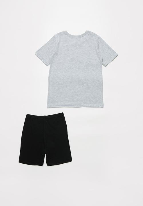 Pop Candy - Boys shorts & tee pj set - grey & black