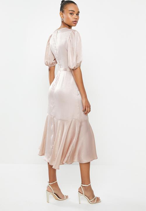MILLA - Satin puff sleeve midi - mauve