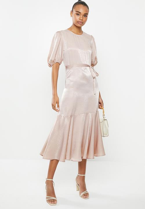 MILLA - Satin puff sleeve midi - mauve