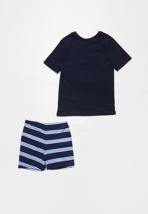 Pop Candy - Boys shorts & tee pj set - navy