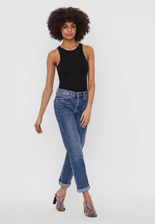 Vero Moda - Roma short sleeve rib halterneck top vip - black