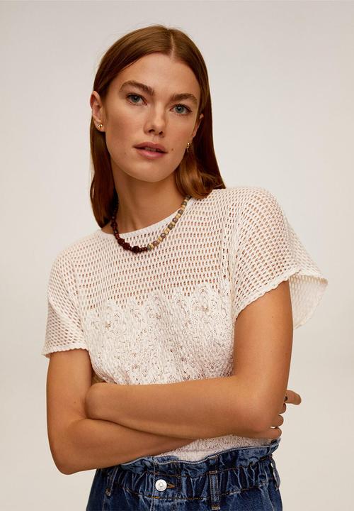 MANGO - T-shirt louise - light beige