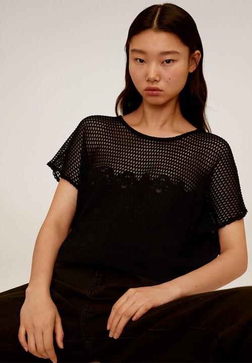 MANGO - T-shirt louise - black
