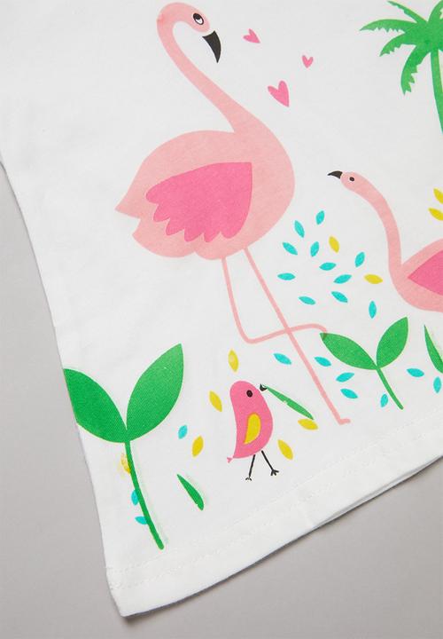 Pop Candy - Girls flamingo tee - white