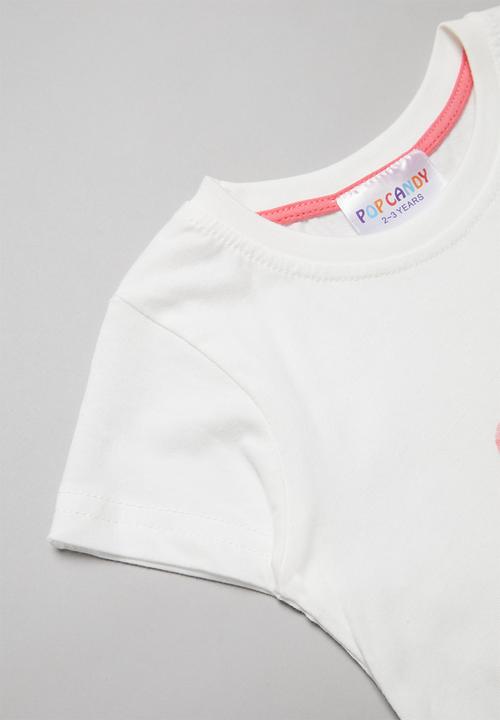 Pop Candy - Girls flamingo tee - white
