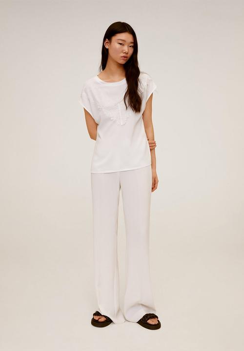 MANGO - T-shirt blonde - cream
