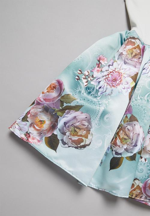 Pop Candy - Combo fabric dress - blue & white