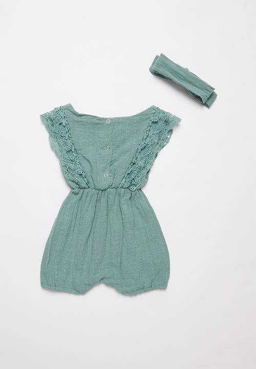 Pop Candy - Baby playsuit & headband set - sage
