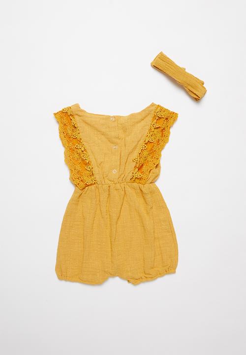 Pop Candy - Baby playsuit & headband set - yellow