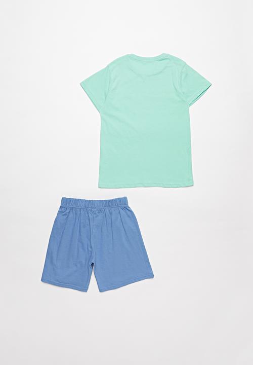 Rebel Republic - Shorts and tee pj set - blue & turquoise 