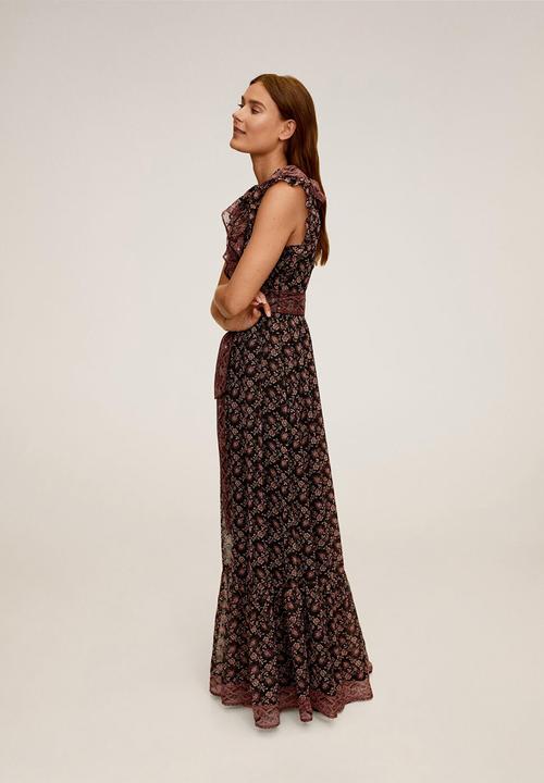 MANGO - Dress boho - black & rust