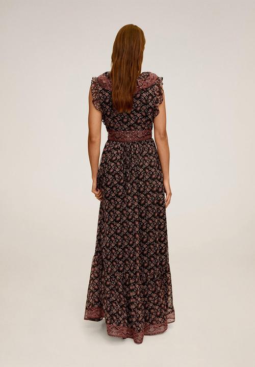 MANGO - Dress boho - black & rust