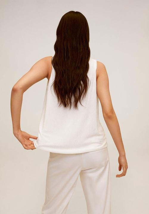 MANGO - Top rever6 - cream 