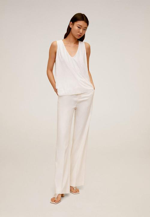 MANGO - Top rever6 - cream 