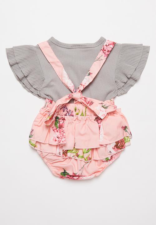 Pop Candy - Playsuit & tee set - grey & pink