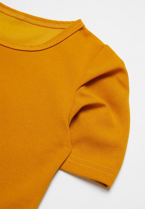 Pop Candy - Girls skirt & tee set - mustard & brown