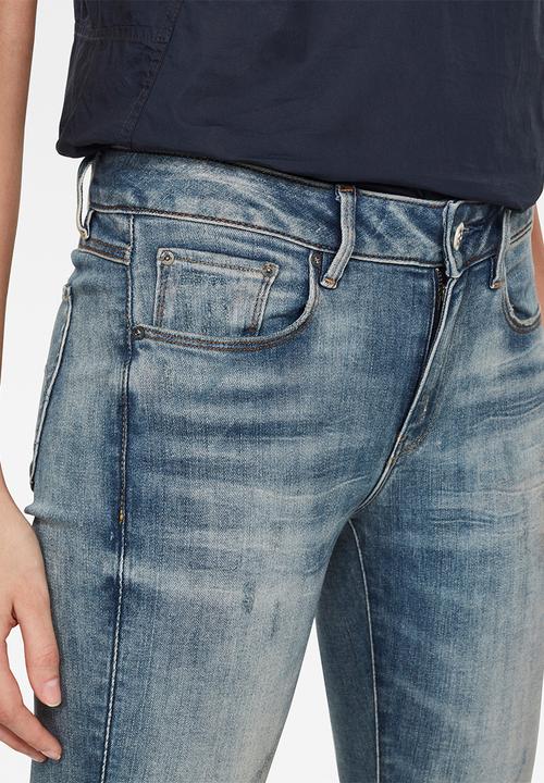 G-STAR - 3301 mid skinny ripped ankle jeans - blue 