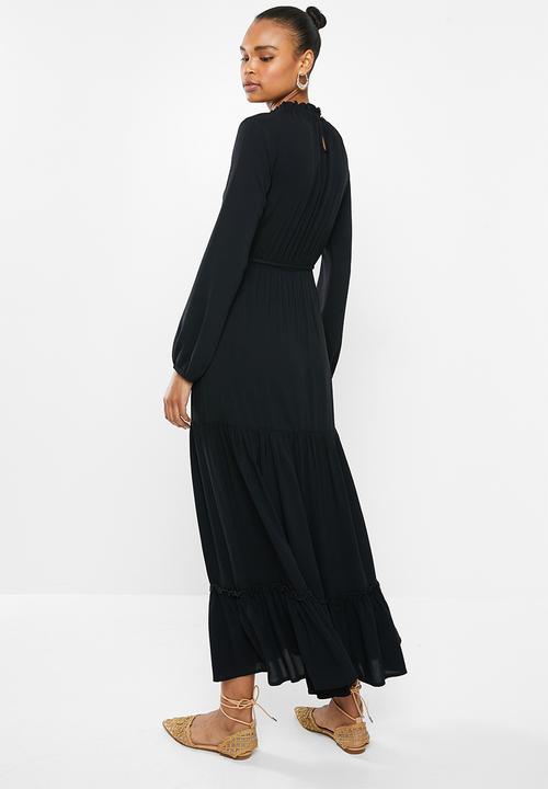 edit - Tiered maxi dress - black