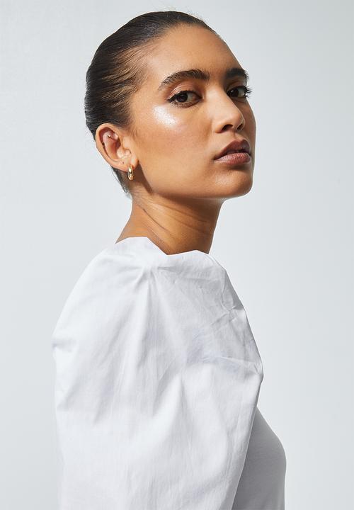 Superbalist - Combo fabric one shoulder top - white