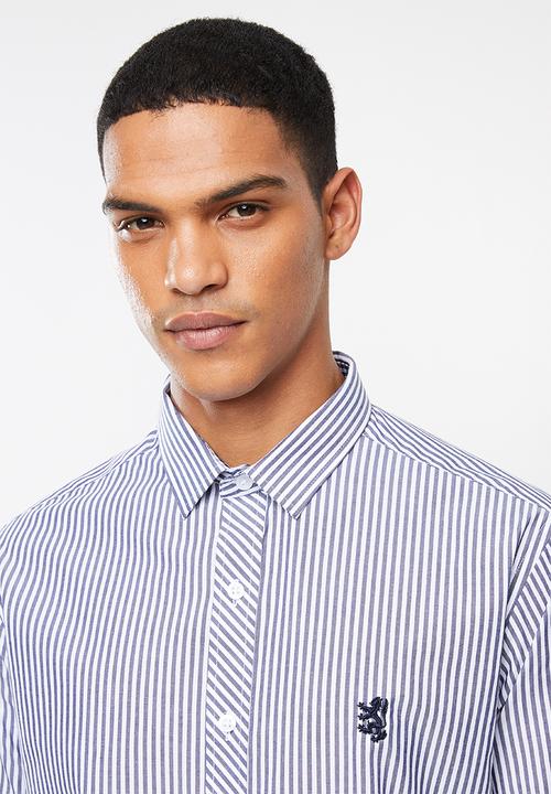 Pringle of Scotland - Daxton long sleeve styled shirt - navy & white