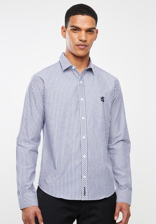 Pringle of Scotland - Daxton long sleeve styled shirt - navy & white
