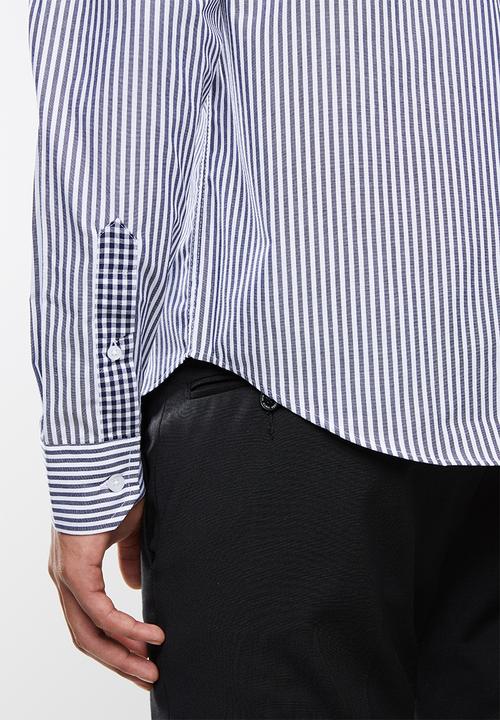 Pringle of Scotland - Daxton long sleeve styled shirt - navy & white