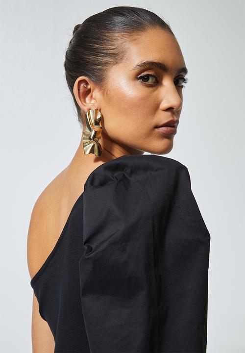 Superbalist - Combo fabric one shoulder top - black