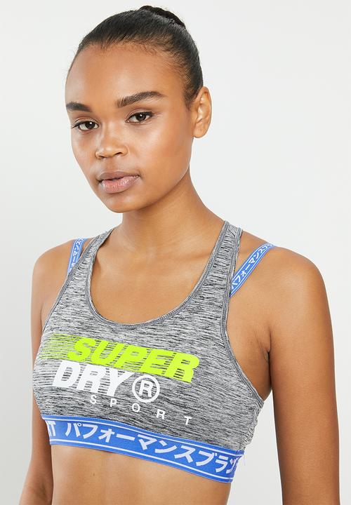 Superdry. - Training graphic bra - blue & grey 