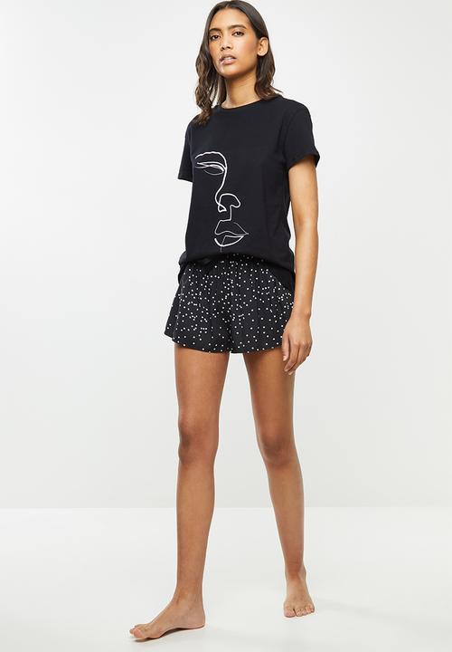 Superbalist - Shorts & tee set - black & white 