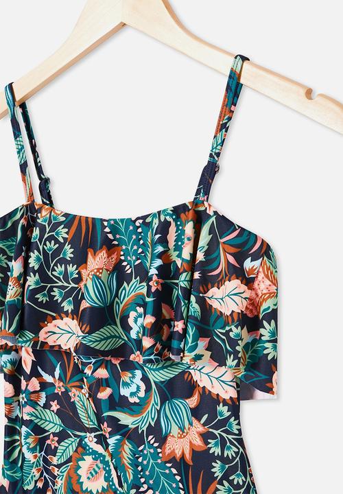 Free by Cotton On - Willow frill one piece - indian ink/folk floral