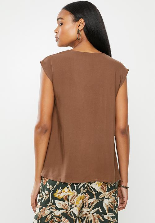 edit - Woven basic shell - brown