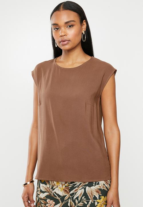 edit - Woven basic shell - brown