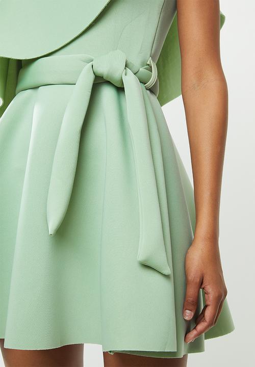 Missguided - Frill shoulder skater dress scuba - sage